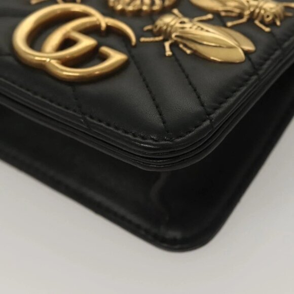 GUCCI Waist Pouch Leather Black Gold 488417 0416 Auth sw1265 - Picture 8 of 16